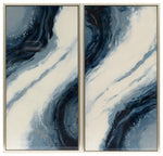 Sagebrook Home 70058 42"x22" Abstract Oil Painting, Set of 2, Blue/White