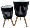 Sagebrook Home 15020-12 Set of 2 10/12" Planter With Wood Legs, Navy Kd