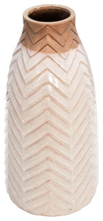 Sagebrook Home 15743 18" Chevron Vase, Ivory