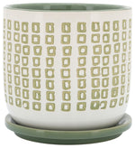 Sagebrook Home 16400-03 Ceramic 6" Planter With  Saucer Olive