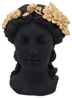 Sagebrook Home 16755-02 Resin, 16" Daisies Lady Head Statue, Black/Gold