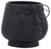 Sagebrook Home 16715-01 Porcelain, 7" Face with Glasses Planter, Black