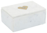 Sagebrook Home 16406-01 Marble, 7x5" Rectangular Box - Heart, White