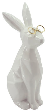 Sagebrook Home 16943-02 Ceramic 9" Bunny With Glasses, White/Gold