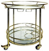 Sagebrook Home 16306-02 Two Tier 27" Round Rolling Bar Cart, Gold
