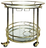Sagebrook Home 16306-02 Two Tier 27" Round Rolling Bar Cart, Gold
