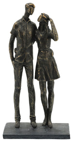 Sagebrook Home 16602 Resin, 13" Couple Strolling, Bronze