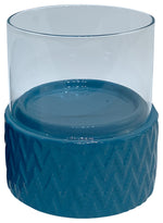 Sagebrook Home 16771-08 Turq Ceramic /Glass 5" Pillar Holder, Chevron