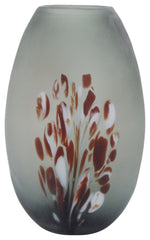 Sagebrook Home 16692-02 Glass, 12", Frosted Vase With Red Detail, Gray