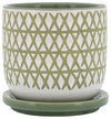 Sagebrook Home 16399-06 Ceramic 5" X-Planter with Saucer Olive