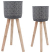 Sagebrook Home 14533-05 Set of 2 Ceramic, 8/10" Circles Planter 3 Legs, Gray