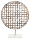 Sagebrook Home 15570-02 21" Metal Round Mesh Deco On Marble Base, Silver