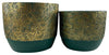 Sagebrook Home 16629-01 Resin, Set of 2, 10"/13" Swirl Planters, Green/Gold