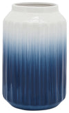 Sagebrook Home 16758-01 Ceramic 11" 2-Tone Ridged Vase, Blue/White