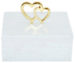 Sagebrook Home 16410-01 Marble, 7x5 Double Heart Box, White