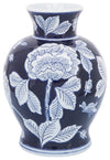 Sagebrook Home 16643 Ceramic, 9" Flower Vase, Blue/White