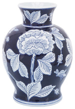 Sagebrook Home 16643 Ceramic, 9" Flower Vase, Blue/White