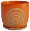 Sagebrook Home 16112-06 Ceramic 8" Arch Planter with Saucer, Orange