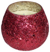 Sagebrook Home 80140-02 Candle On Red Crackled Glass 11oz