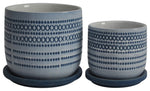 Sagebrook Home 14770-10 Ceramic Set of 2 5"/6" Planter with Saucer, Blue