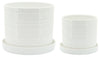 Sagebrook Home Set of 2 Dotted Planters with Saucer 6"/8", White