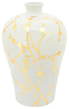 Sagebrook Home 16345-01 Ceramic, 15" Vase with Gold Decal, White