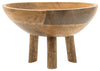 Sagebrook Home 16393 Wood, 10" Bowl with 3 Legs, Brown