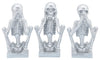 Sagebrook Home 16382-01 Resin, Set of 3 No Evil Skeletons , Silver