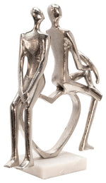 Sagebrook Home 15584 12" Couple Sitting On Heart, Silver