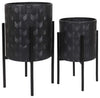 Sagebrook Home 12629-37 Set of 2 Rainbow Planters On Metal Stand, Black