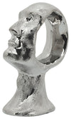 Sagebrook Home 16702-01 Ceramic 9" Scratched Face, Silver