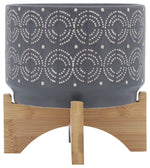 Sagebrook Home 14933-09 Ceramic 7" Swirl Planter On Stand, Gray
