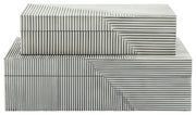 Sagebrook Home 16140 Resin Set of 2 Ridged Boxes, White