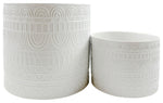 Sagebrook Home 16965 Ceramic Set of 2 8/10" Tribal Planters, White