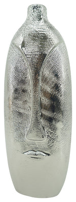 Sagebrook Home 16703-01 Ceramic Scratched Face Vase, Silver