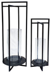 Sagebrook Home 15626 Set of 2 Metal Open Design Lantern, Black