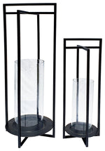 Sagebrook Home 15626 Set of 2 Metal Open Design Lantern, Black