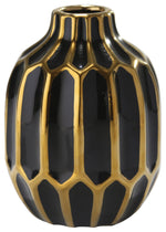 Sagebrook Home 12540-05 Ceramic Vase 8", Black/Gold