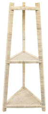 Sagebrook Home 15342-01 Wood/Rattan 37" Corner Triangle Shelf, White