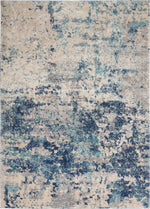 Nourison KI60 Ivory Shore Contemporary Ivory/Dark Blue Area Rug