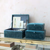Kalalou NRV2119 Set of Three Blue Velvet Boxes