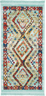 Nourison Tribal Decor Transitional Aqua Area Rug