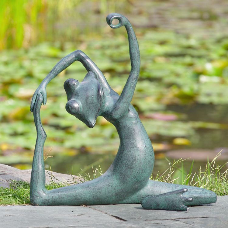 Verdigris Finish Dancing Frog Spitter Statue