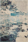 Nourison Celestial Contemporary Ivory Teal Blue Area Rug