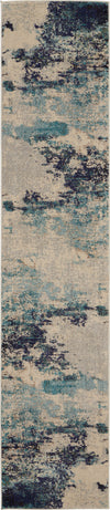 Nourison Celestial Contemporary Ivory/Teal Blue Area Rug