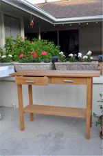 Anderson Teak TB-4717ST Atlanta Rectangular Serving Table w/ 2 Drawers and 1 Shelf