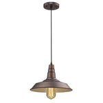 Chloe Lighting CH58032RB10-DP1 Friedrich Industrial-Style 1 Light Rubbed Bronze Ceiling Mini Pendant 10`` Wide