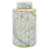 Sagebrook Home 15402-03 Ceramic 16" Jar With Gold Lid, Green