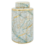 Sagebrook Home 15402-03 Ceramic 16" Jar With Gold Lid, Green