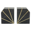 Sagebrook Home 15978-01 Set of 2, 5" Polished Bookends With Gold Inlays, Black